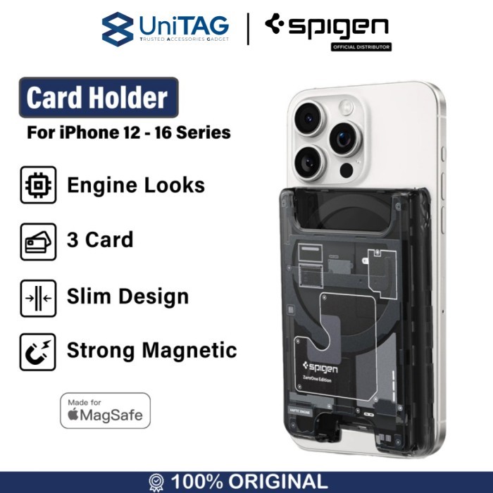 

Card Holder Stand Magnetic iPhone 16 15 14 13 12 Spigen Zero One Magsafe Dompet Wallet Kartu Kulit