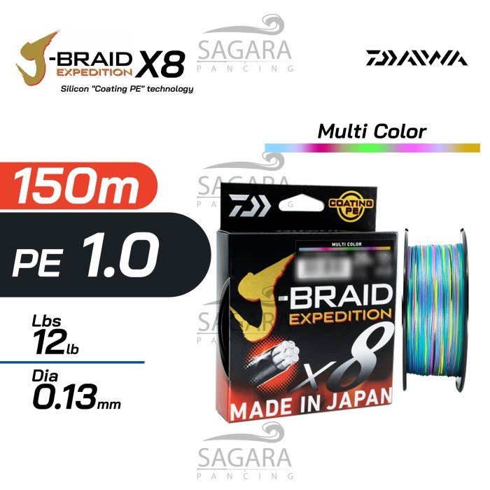 Senar PE Daiwa J-Braid Expedition X8 150 300 500 Meter Silicon Coating PE