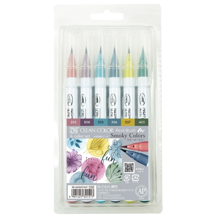 

ZIG CLEAN COLOR Real Brush, 6 colors set "Smoky Colors"(RB-6000AT/6VF)