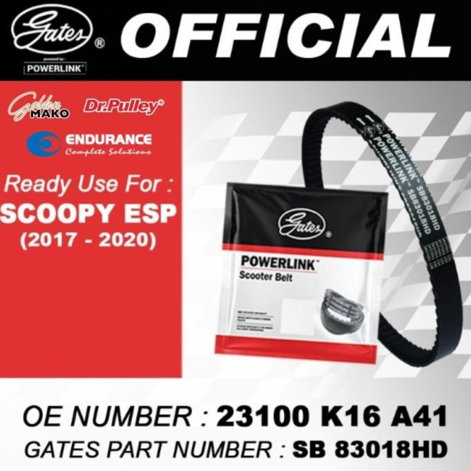 VAN BELT V BELT V-BELT VBELT GATES POWERLINK HONDA SCOOPY ESP K93 K16 Berkualitas
