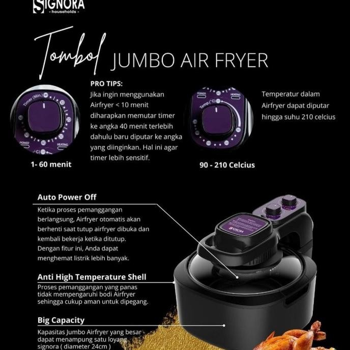 Jumbo Airfryer Signora/Airfryer Signora 10 liter/Airfryer/Deep Fryer
