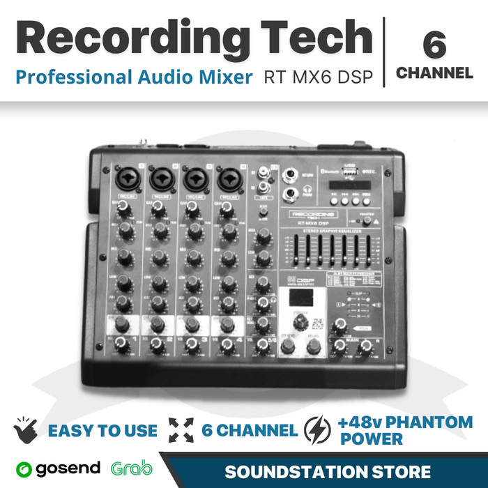 Professional 6 Channel Audio Recording Mixer Rt Mx6 Dsp