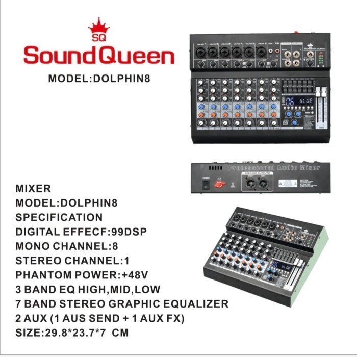 Mixer Soundqueen Dholpin 8 Mixer Audio 8 Channel Original