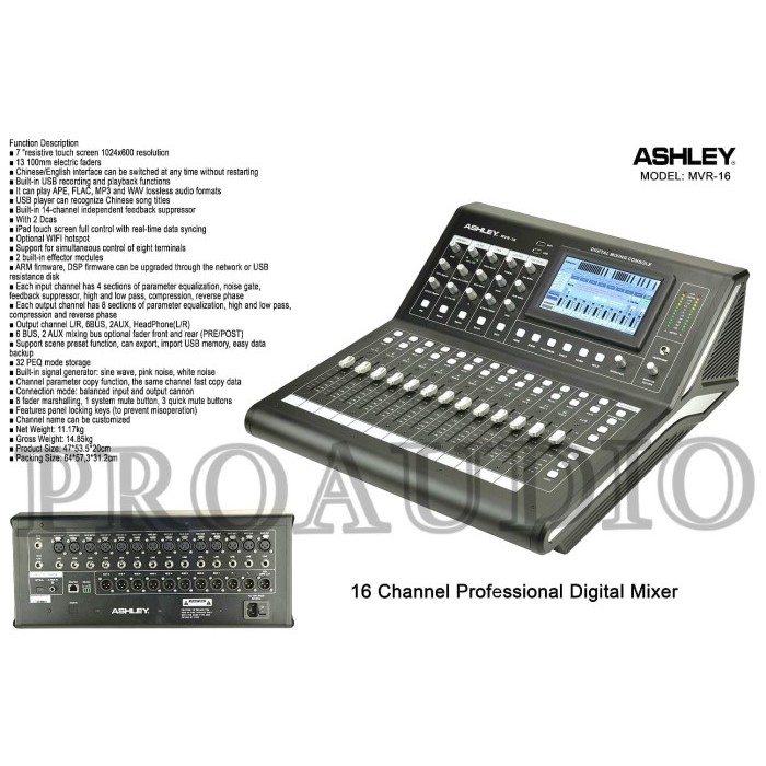Mixer Digital Audio Ashley 6 Channel Mvr16 / Mvr 16 / Mvr -16 Original