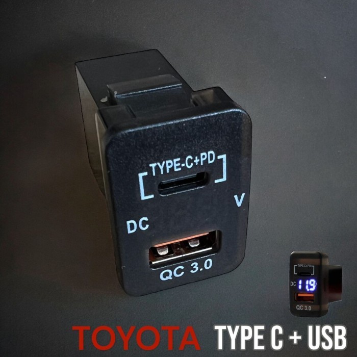 Charger Mobil TYPE C + USB PD QC Fast Charging 3.0 untuk Mobil TOYOTA & NISSAN