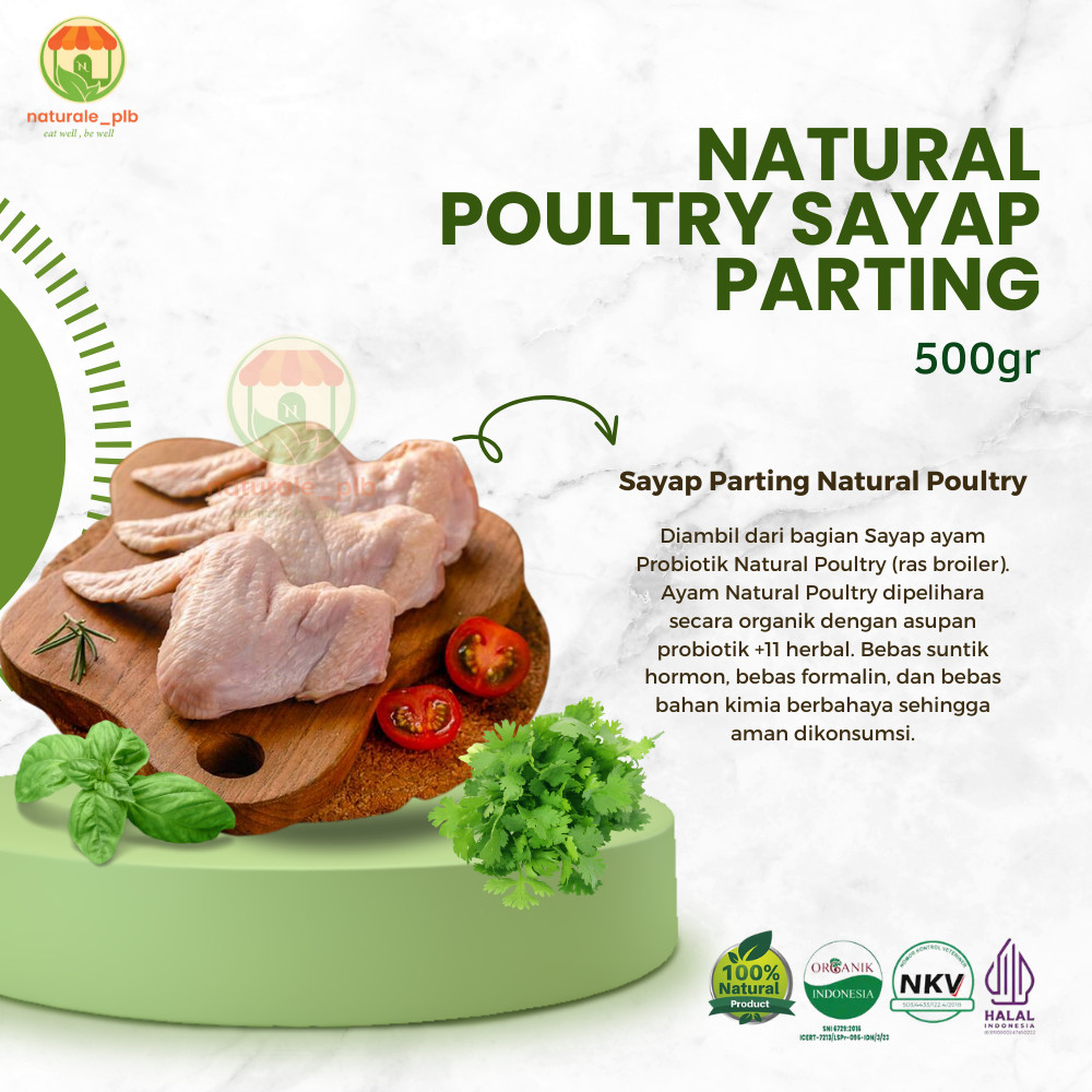 

Naturale | Sayap Parting Ayam Potong Probiotik Natural Poultry 500 gram