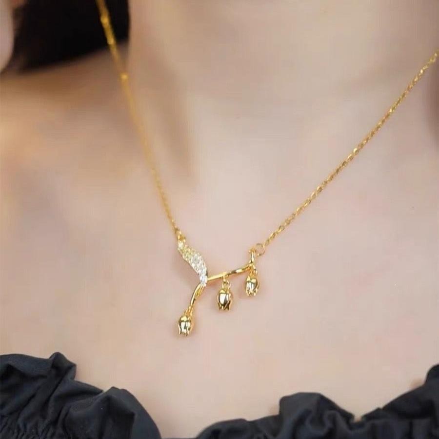 KALUNG ELEGANT GAYA KOREA SIMPLE model korea simple elegant steel titanium gold necklace glam