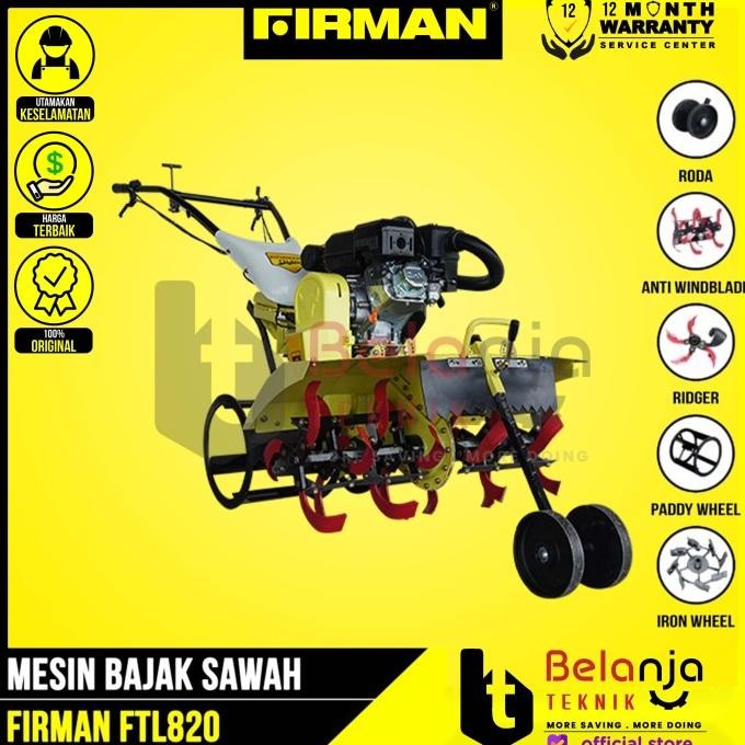 FIRMAN MESIN BAJAK SAWAH BASAH KERING CULTIVATOR TILLER FTL 820 FTL820 ORIGINAL DAN TERPERCAYA