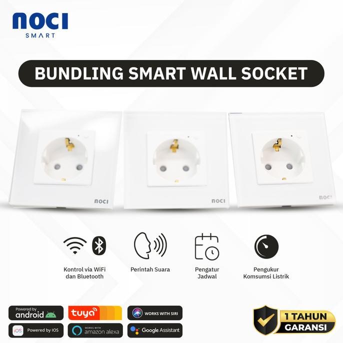 Bundling Noci Smart Wall Socket - Colokan Dinding Stop Kontak Pintar Wireless Wifi + Bluetooth