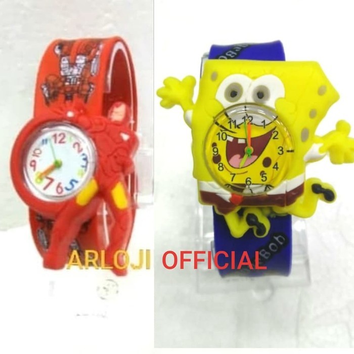 TERBARU Jam tangan anak SPONGEBOB & IRONMAN tepok/jepret