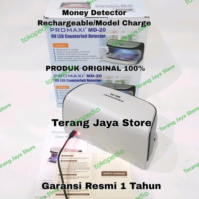 Money Detector Promaxi MD-20 Lampu UV Deteksi Uang Palsu Promaxi MD20