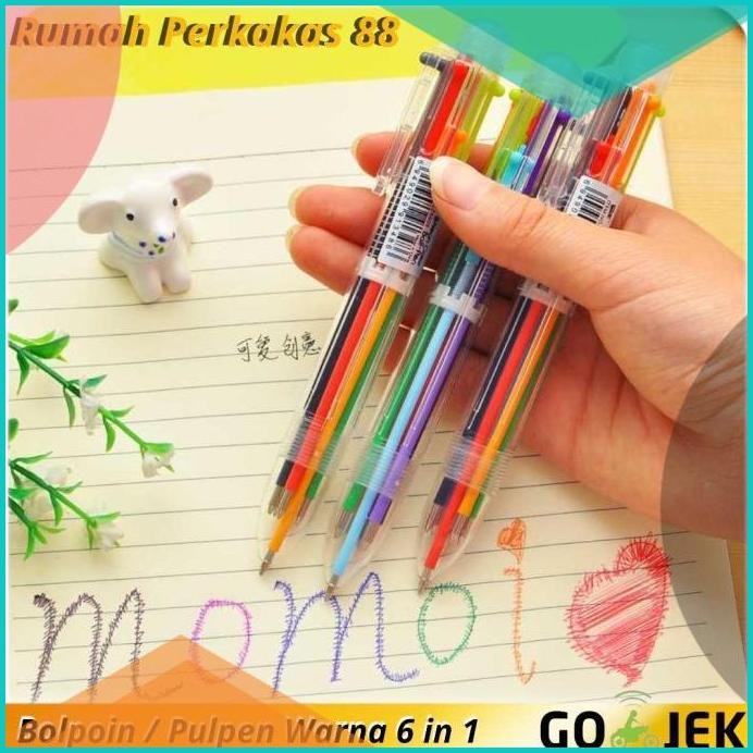 

Pulpen Warna Warni Bolpoin Warna 6 in 1 Pen Karakter Gambar Tulis Anak