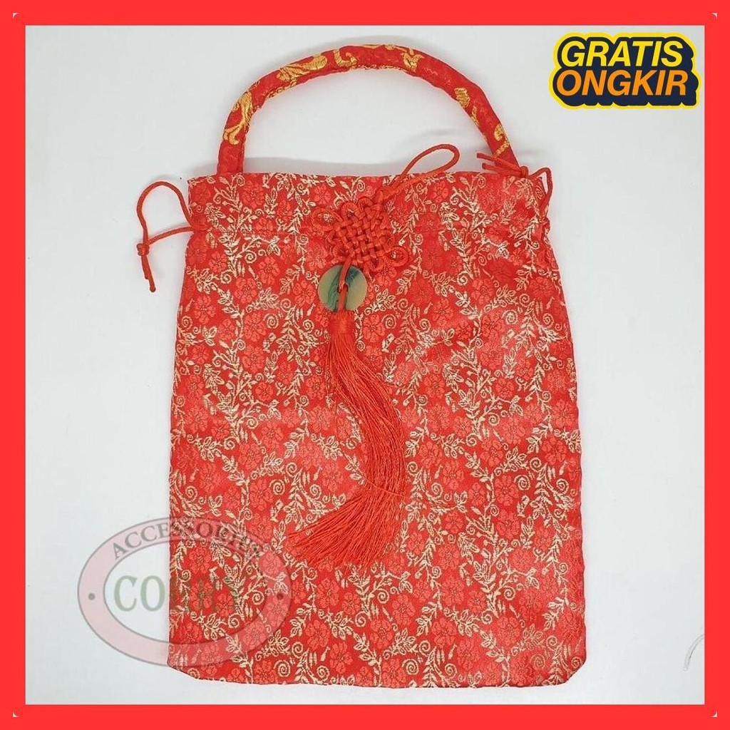 

Tas Imlek 25 Cm Merah Angpao Cheongsam Sincia Bunga Tahun Baru Cina Original