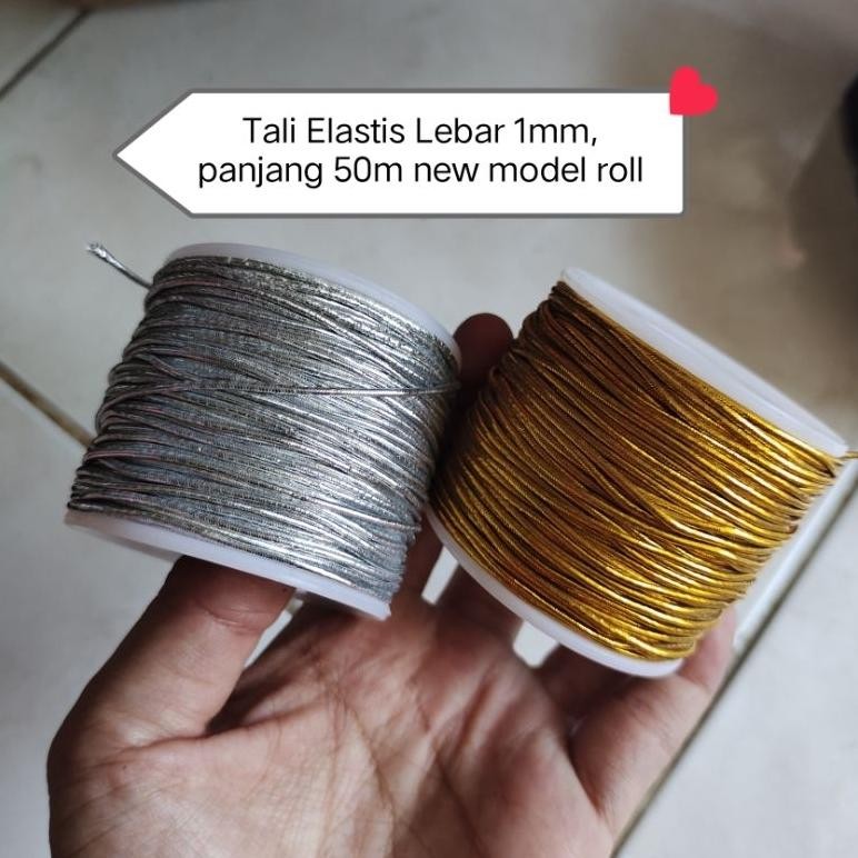 

BR - 40m 50m tali elastis silver tali elastis gold Tali elastis merah tali elastis hijau tali hangtag tali serbaguna tali premium gold Tali emas tali silver Tali souvenir Tali hias box hamper tali hias karet elastis tali natal tali lebaran tali imlek