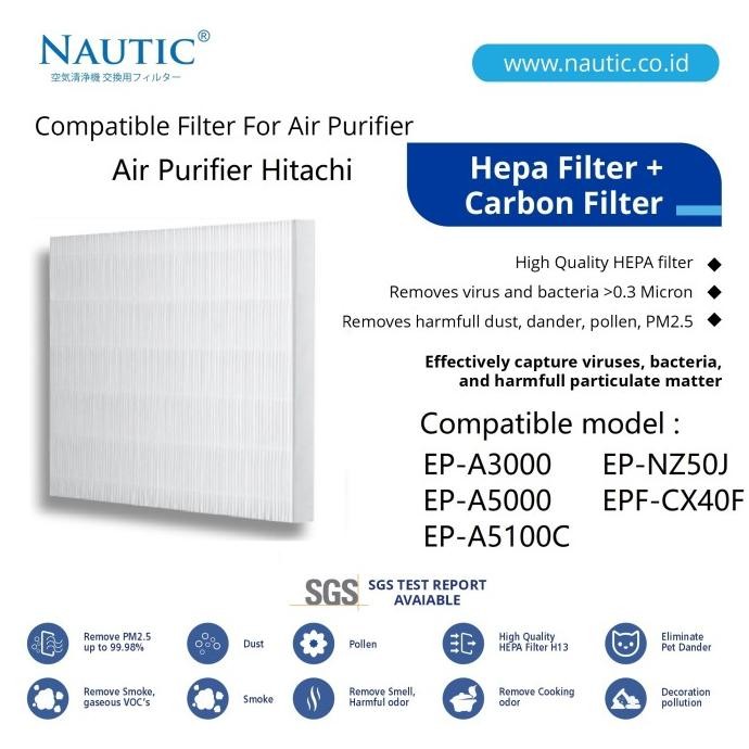 Replacement Filter HEPA+Carbon Air untuk Purifier Hitachi EP-A5000