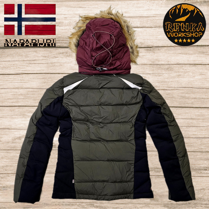 Murah Napapijri Cherry Eco Fur Down Jacket - Dark Green Non COD