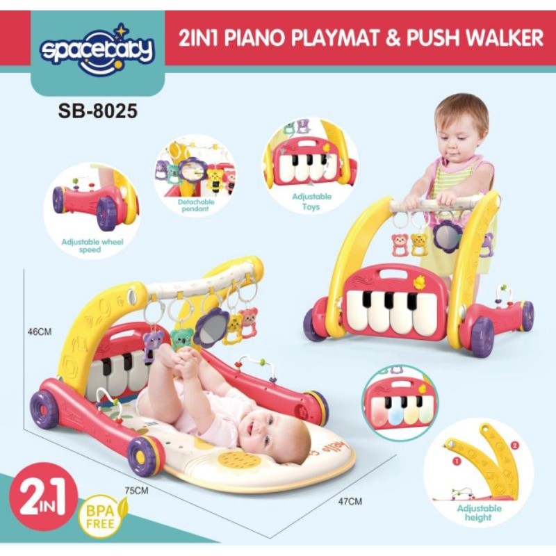 Murah Spacebaby 2In1 Playmat & Walker Sb 8025 / Push Walker Space Baby Sb-8025