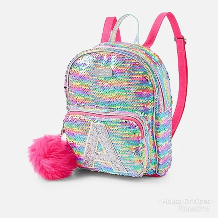 TERBARU JUSTICE RAINBOW INITIAL SEQUIN MINI BACKPACK - TAS JUSTICE BACKPACK