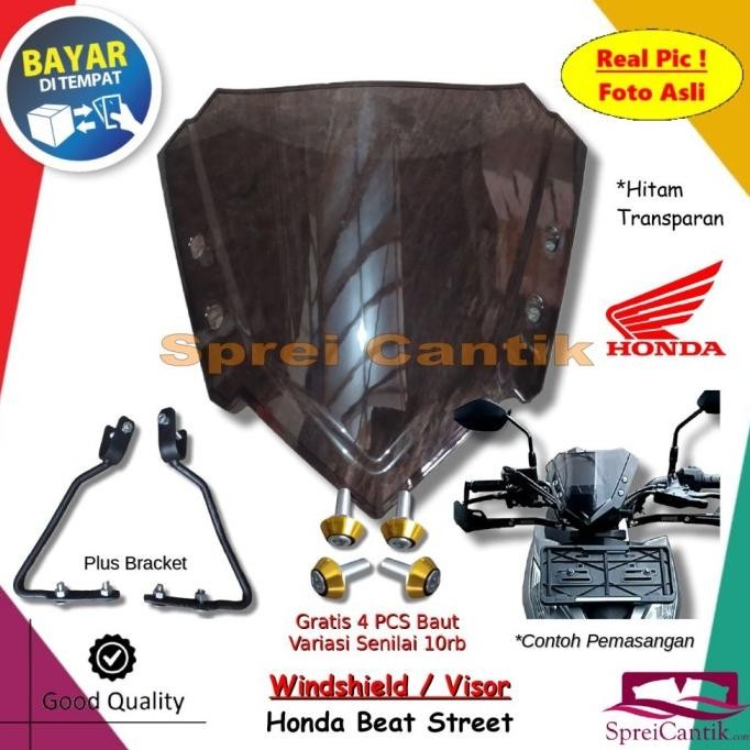 visor windshield beat street plus bracket - winsil kaca depan variasi motor honda bonus baut berkual