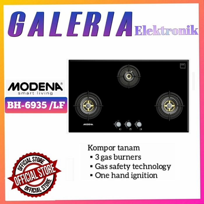 Yanan Modena Kompor Tanam 3 Tungku Bh 6935 Lf / Bh6935Lf / 6935Lf 90 Cm
