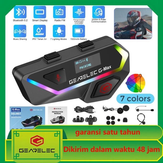 GEARELEC G-MAX Motor Helm Bluetooth 5.2 6 Orang Intercom Headset