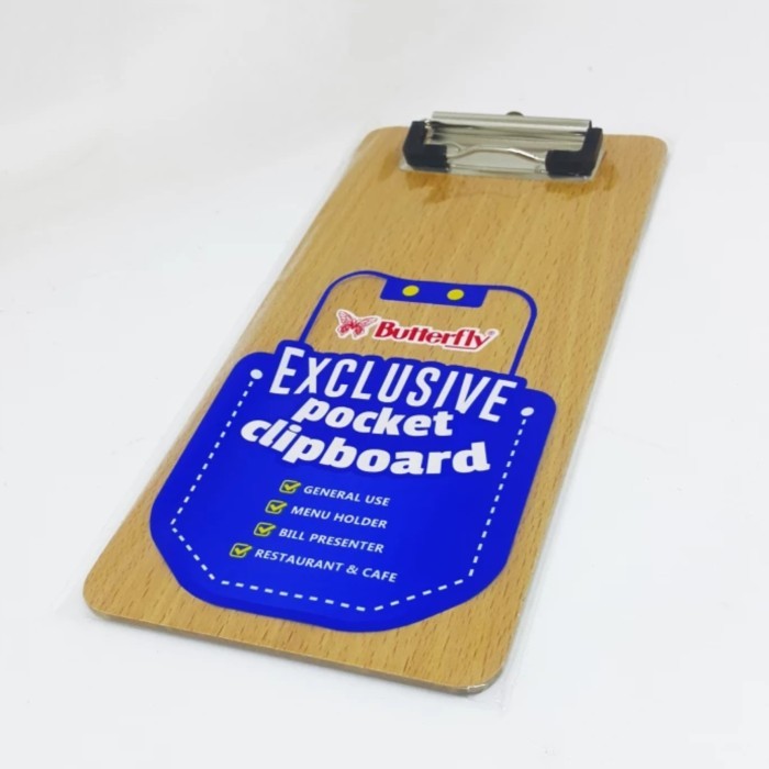 

Butterfly Pocket Clipboard Exclusive / Papan Jalan Kantong Alas Menu Kertas Ujian Butterfly Pocket