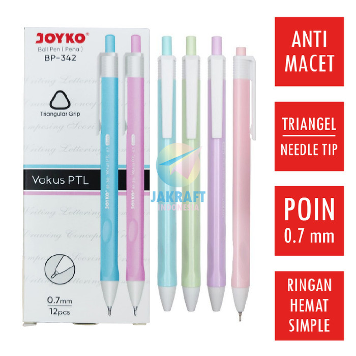 

Pulpen Bolpen Pen Klik Joyko Bp-342 Vocus Pastel 0.7 Mm Tinta Hitam