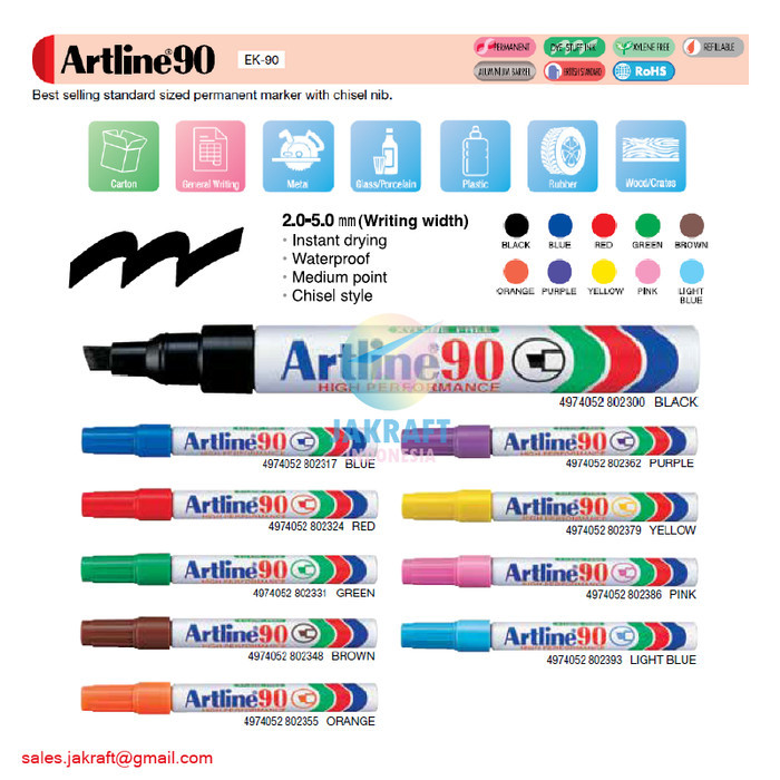 

Spidol Permanen Artline Permanent Marker Ek-90 Flat Style Anti Air