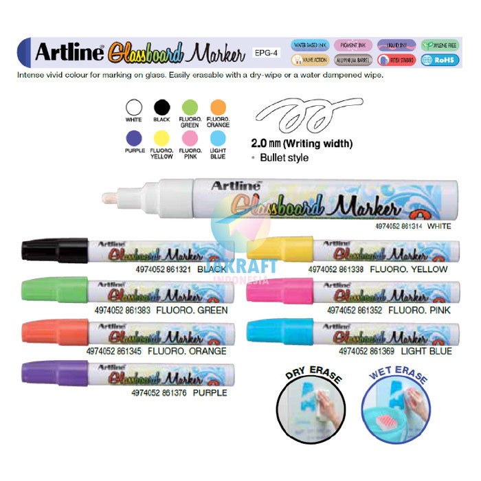 

Spidol Papan Tulis Kaca Artline Whiteboard & Glassboard Marker Epg-4