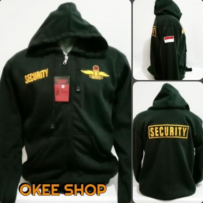 

diskon! jaket hoodie sweater security hitam logo wings