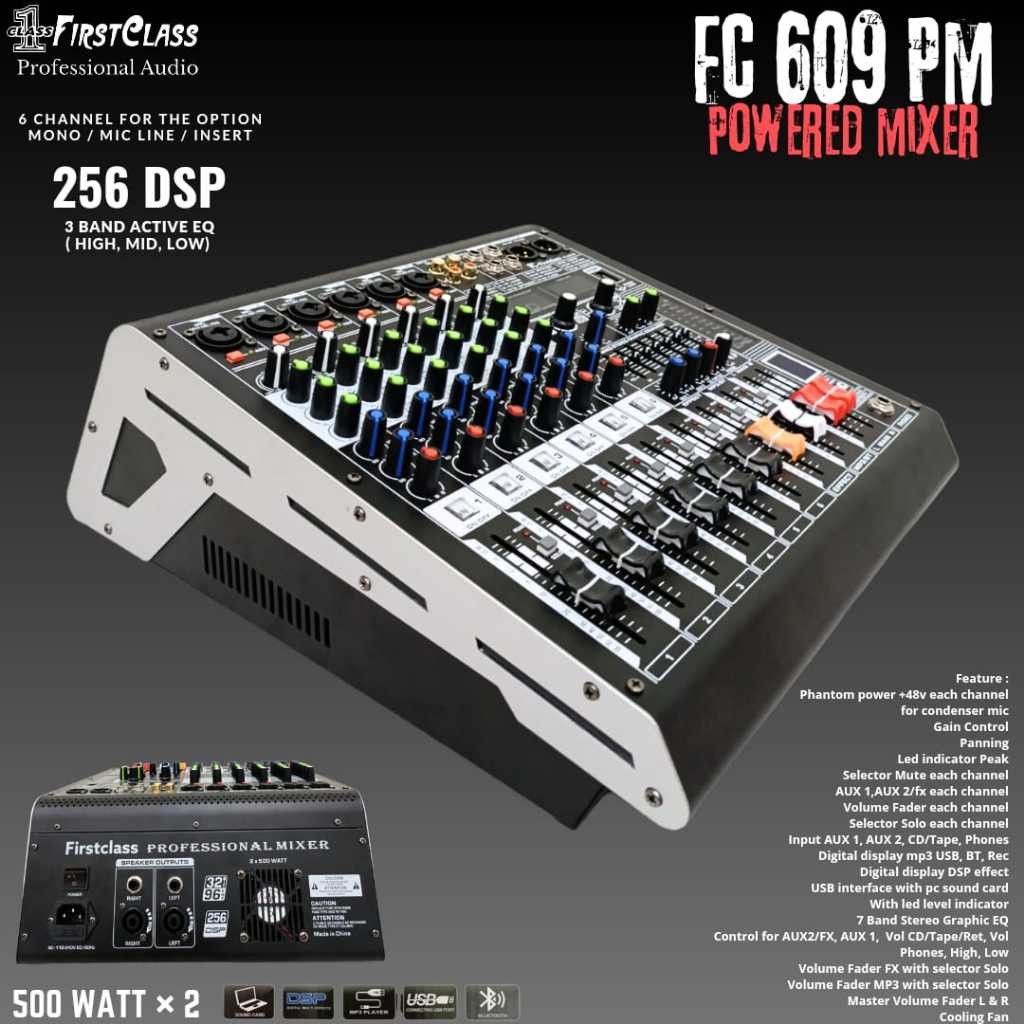 Mixer Firstclass 609 PM POWER MIXER audio FC 609PM 6ch 6 channel 256DSP Power Audio