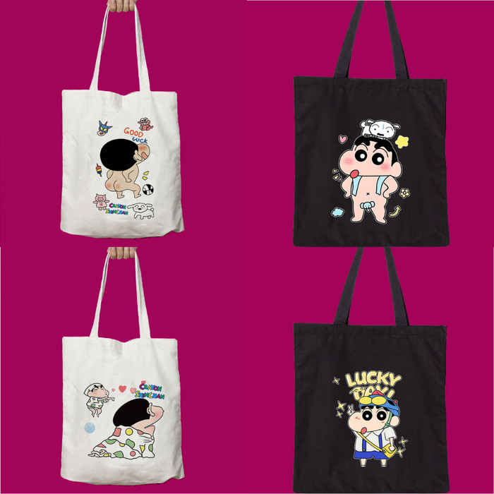BERKUALITAS Totebag Tote Bag Motif Kartun Crayon Shinchan Tas Sekolah Tas Ransel Anak Tas Kerja