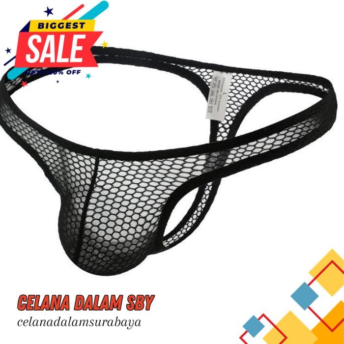 DALAM THONG PRIA MESH THONG PRIA CELANA DALAM THONG PRIA THONG JALA JARING BLACK DK KUALITAS PRODUK 