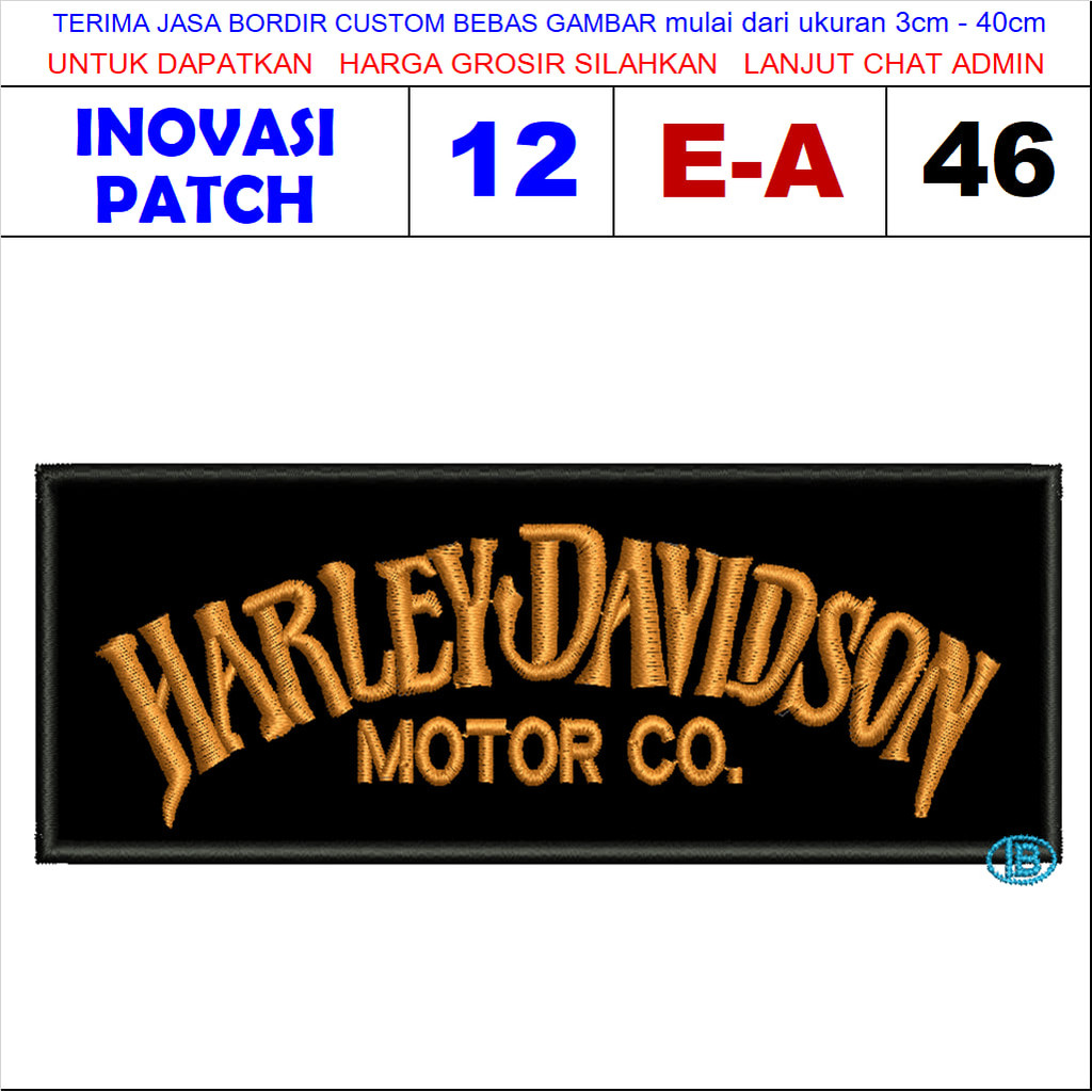 PATCH BORDIR LOGO E-A46 HARLEY DAVIDSON MOTOR CO ORANGE - INOVASI PATCH REVIEW / TESTIMONI