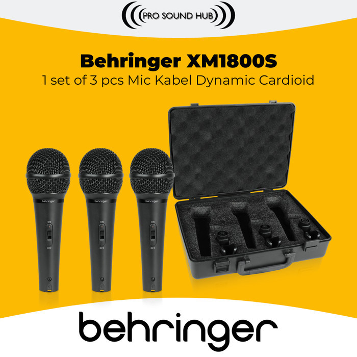 Hilmawanmall - Behringer Xm1800S Xm1800 Xm 1800S 1 Set Mic Dynamic Isi 3 Vokal