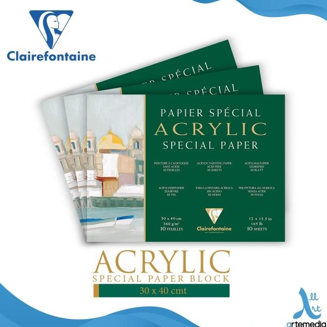 

sale! kertas gambar clairefontaine acrylic paper pad 30x40cm paper block
