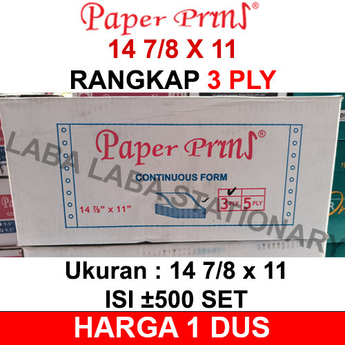 

KERTAS CONTINUOUS FORM 3 PLY 14 7/8 X 11 SJ PAPER PRINT A4 / RANGKAP UKURAN B3