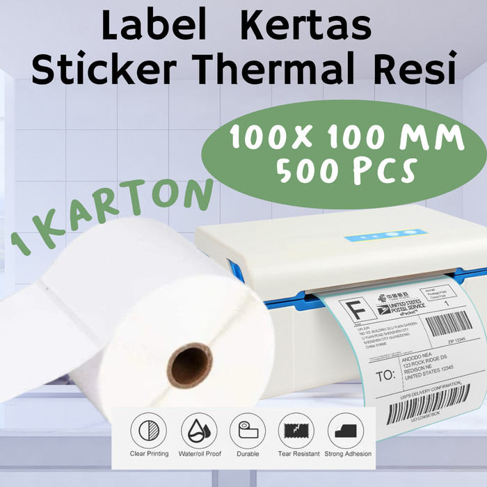 

LABEL THERMAL 100 X 100 KERTAS STICKER BARCODE 100x100 mm Isi 500 Pcs