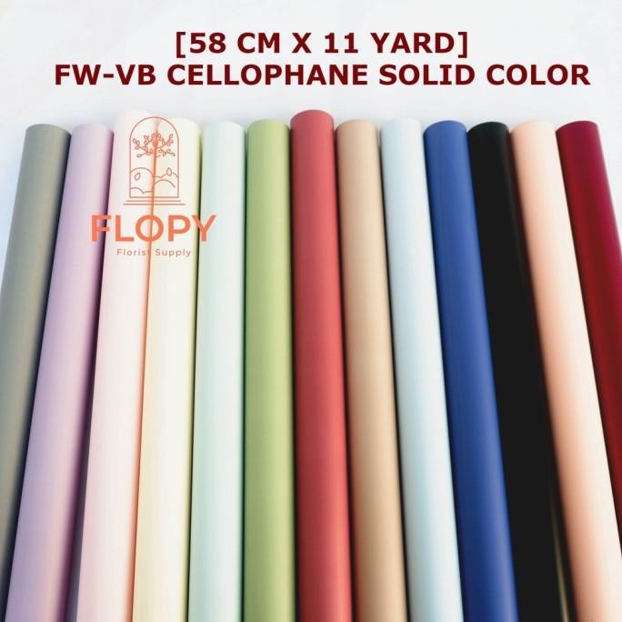 

sale! [58 cm x 11 yard] fw-vb cellophane solid color / kertas bunga