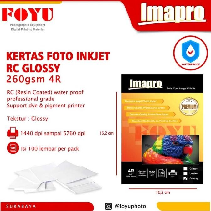 

sale! kertas foto inkjet imapro professional rc glossy 260gsm 4r