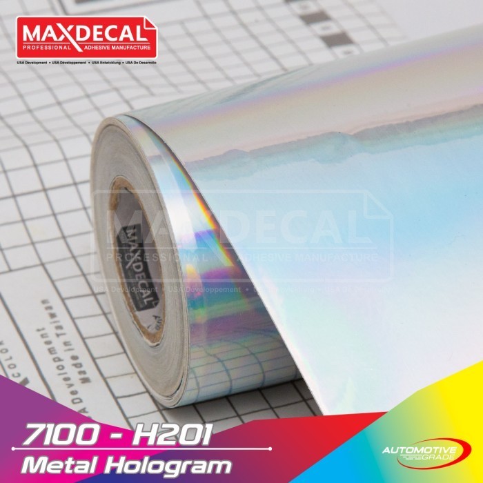 

TERBARU! MAXDECAL H201 Hologram METAL Silver 60 cm ROLL Pelangi Laser Bunglon