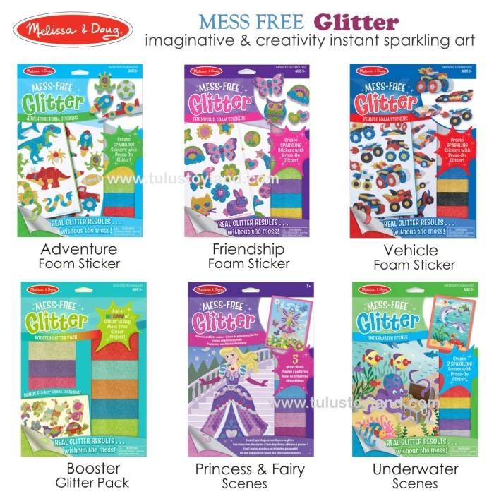 

Melissa & Doug Mess Free Glitter Foam Sticker warna Scenes Gliter Spon