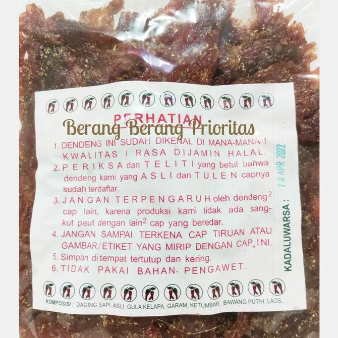 

Dendeng Sapi Cap Cabe Istimewa Asli Blitar 250 gr Manis Sedang B77S