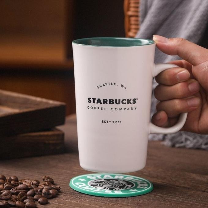 Mug Kopi Starbucks Coffee Cup Cangkir Gelas Keramik Porcelain 355ml KS
