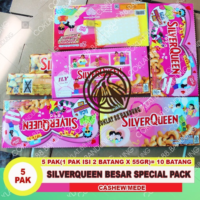 

SilverQueen 58 gr X 10 PCS Box Isi 10 X 58 gr Cokelat Cashew, Coklat S