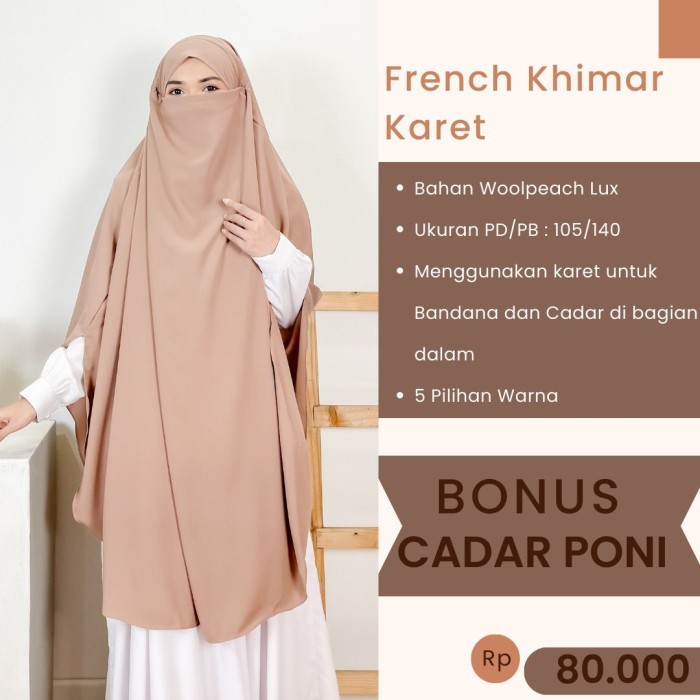 French Khimar Karet / Khimar Jumbo Karet Kain Woolpeach Lux