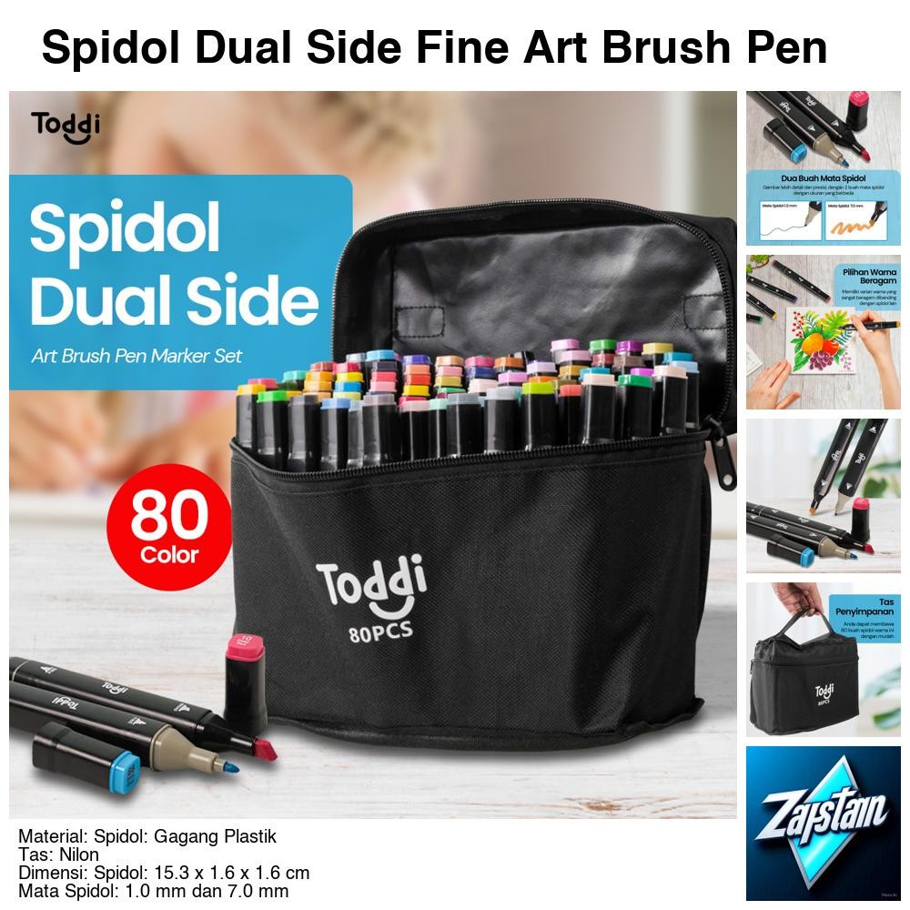 

Spidol Dual Side Fine Art Brush Pen Art Marker Set 80 Color - HL270