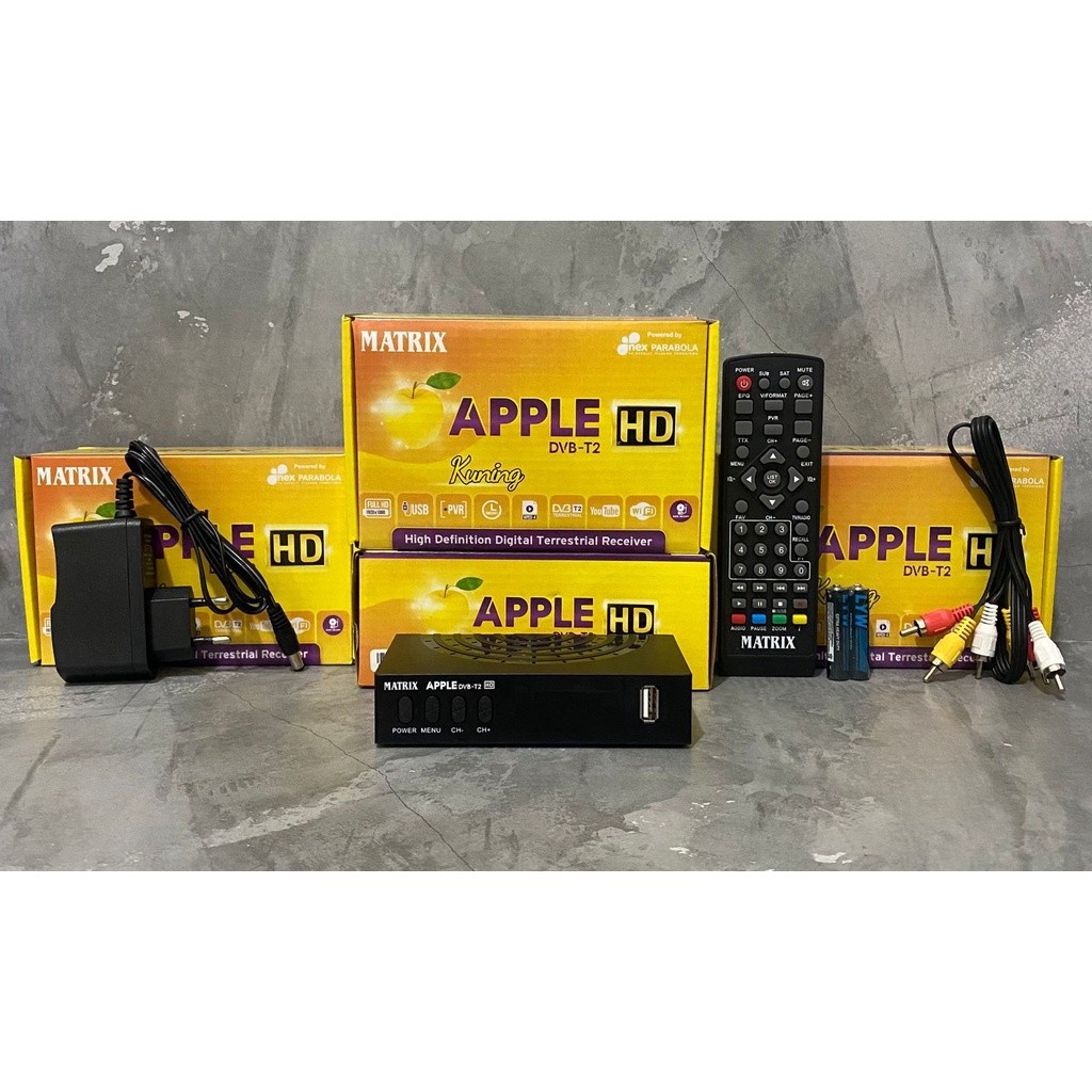 RB STB SET TOP BOX DVBT2 MATRIX APPLE KUNING UNTUK SIARAN TV DIGITAL/ NEX PARABOLA / SET TOP BOX