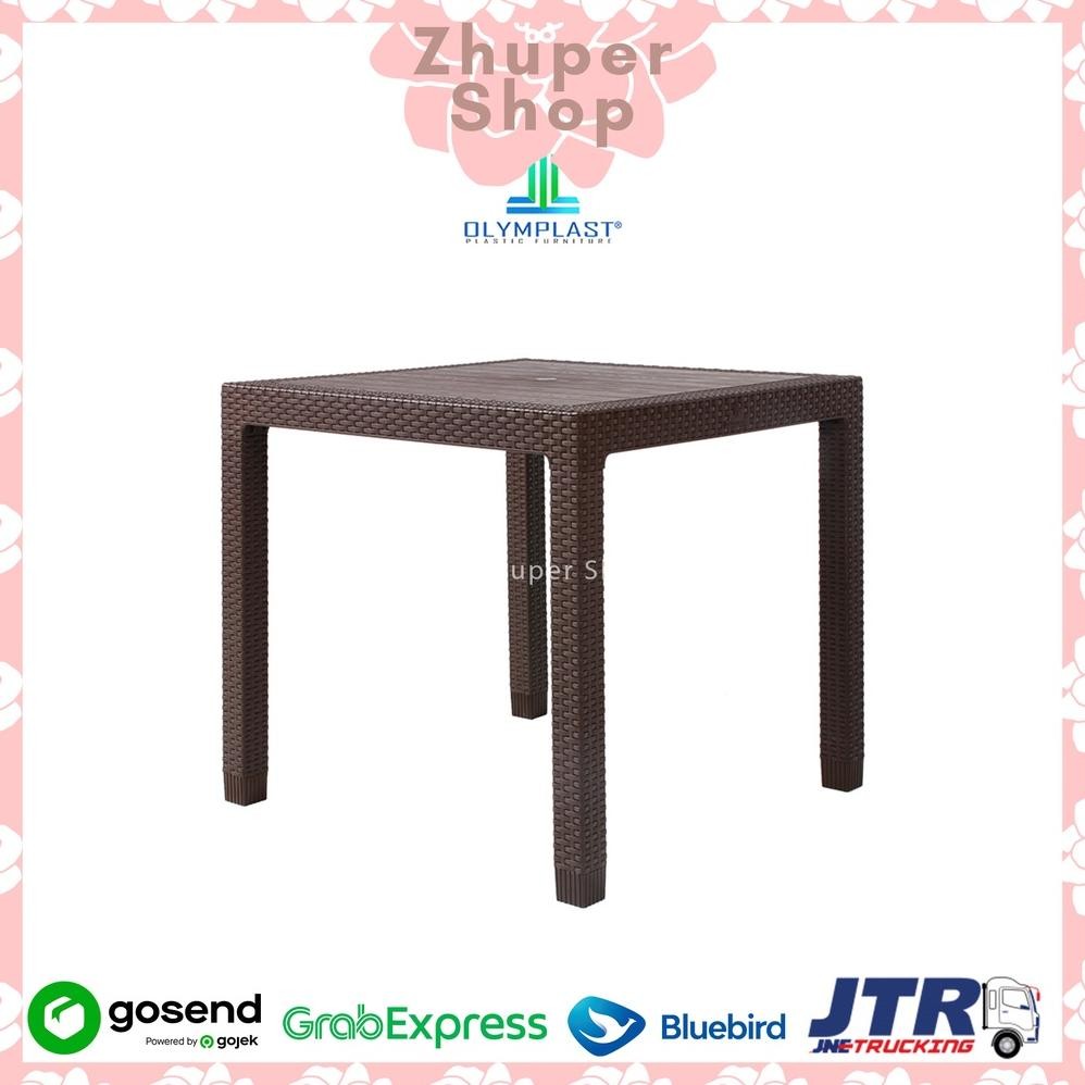 Meja Makan Plastik Olymplast Anyaman Rotan ODT 80