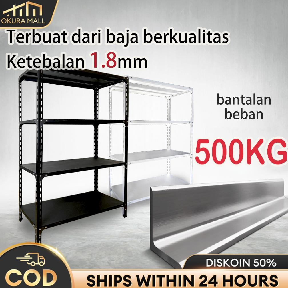 Rak Besi Susun 120*40*200CM Rak Gudang 5 Susun Rak Supermarket Rak Besi Siku Rak Aquarium